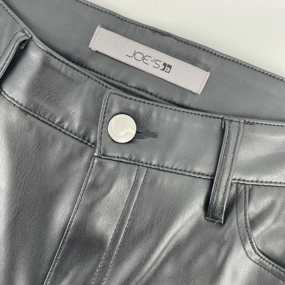Joe's Jeans Vegan Leather‎ Pants Jeans Women's 26 Black Straight Leg Mid Rise